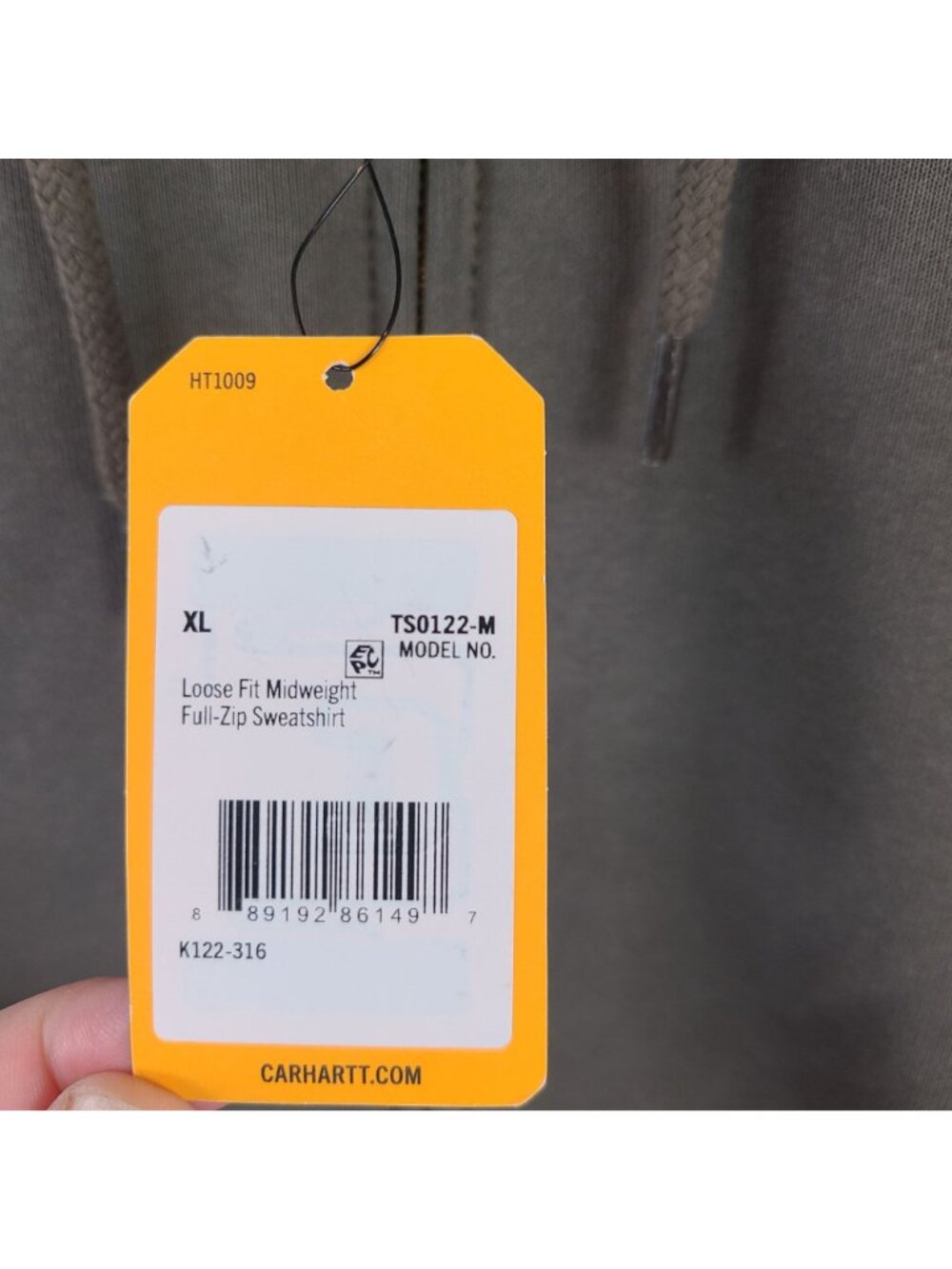 NEW Carhartt Loose Fit Midweight Full-Zip Hoodie Sweatshirt Sz XL Green - Picture 3 of 5